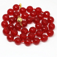 Fashion semi-precious red jades unique chalcedony stone faceted round 8,10,12mm new beads pretty chain jewelry 18inch B1464 2024 - buy cheap