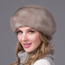 Chapéu de pele de vison verdadeiro, chapéu feminino de inverno com diamantes e pele de vison marrom, boina e gorro elegante de qualidade russa 2024 - compre barato