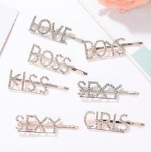 Fashion Bling Crystal Letter Hairpins Barrettes Hair Accessories For Women 2024 - buy cheap