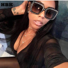 HBK Luxury Italian Brand Oversized Sun Glass Square Sunglasses Women Retro Diamond Big Frame Shades Female Pink oculos 2018 2024 - buy cheap