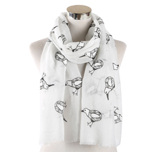 Winfox Fashion White Bird Print Scarves Wrap for Women Polyester lightweight Shawls and scarves Ladies 2024 - buy cheap