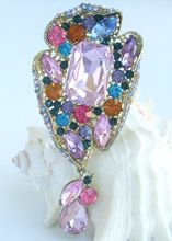 4.13" Pretty Teardrop Brooch Pin Pendant Multicolor Rhinestone Crystal EE04990C5 2024 - buy cheap