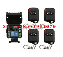 Mini controle remoto sem fio dc 12 v 1ch, interruptor com código de aprendizagem 1 peça + transmissor 4 peças