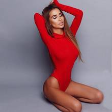 Cotton Long Sleeve High Neck Skinny Bodysuit 2018 Autumn Winter Women Solid Sexy Bodysuit New Fashion Bodycon Playsuits 2024 - buy cheap