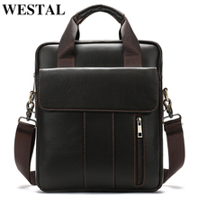 WESTAL-Bolso vertical de cuero genuino para hombre, bolsa de negocios para portátil, bolso de hombro tipo bandolera, 8567 2024 - compra barato
