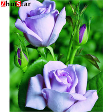 embroidered with rhinestones 5D DIY diamond painting Purple roses diamond embroidery Cross Stitch Rhinestone mosaic XY1 2024 - buy cheap