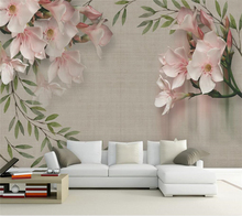 Обои Beibehang на заказ, винтажные элегантные розовые цветочные обои для дивана, фона для телевизора, домашний декор, для гостиной, спальни, настенные 3d обои 2024 - купить недорого