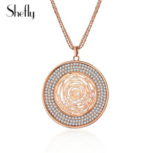 Luxury Geometric Round Crystal Pendant Necklace Vintage  Colour Multilayer Chain Trendy Necklace Jewelry For Women Gifts 2024 - buy cheap