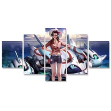 Game Poster Overwatchs Machine Summer Girl Canvas Painting 5 Panel Posters and Prints Image Pictures on The Wall 2024 - buy cheap