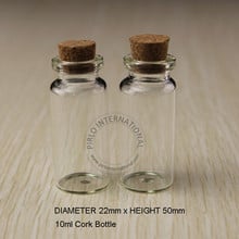 50pcs/lot Wholesale 10ml Glass Cork Bottle Mini Wishing Jar Gift Vial 10g Cosmetic Sample Container Small Refillable Packaging 2024 - buy cheap