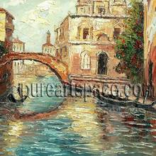 Boats in Venice -Wholesale palette knife Bridge And Architecture Hand Painted oil paintings 2024 - buy cheap