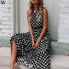 Women Ladies Fashion Sweet Summer Dress O-Neck  Print High Waist   Ankle-Length Dress Size S/M/L/XL May26 2024 - buy cheap