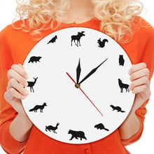  Forest Animals Design Wall Art Decorative Acrylic Bear Wall Clock Gifts Squirrel Zoo Home Decor Silhouette Watch For Kid 2024 - buy cheap