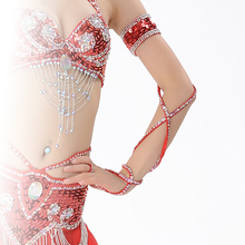 11 colores brazo manga Oriental danza traje accesorios 1 pieza estiramiento Cruz correa ajustable lentejuelas vientre brazalete de baile 2024 - compra barato