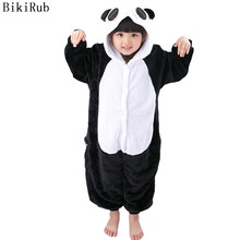 Детская Пижама BIKIRUB, зимняя Пижама с капюшоном для мальчиков и девочек, пижамный комплект с рисунком панды, кигуруми, Фланелевая Пижама для детей 2024 - купить недорого