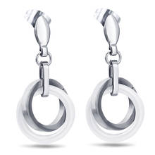 Женские керамические серьги-гвоздики, двойные круглые серьги, элегантный дизайн, свадебный подарок 2024 - купить недорого