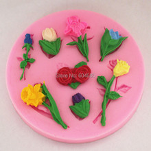 Valentine rose flowers fondant cake molds soap chocolate mould for the kitchen baking  FM049 2024 - buy cheap
