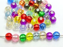 200 pcs Mixed Color Silver Foil Hole  Round Beads 8X6mm for Kandi Bracelets Crafts Kids fashion diy Accessories F0161 2024 - buy cheap