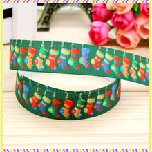 7/8'' Free shipping christmas sock printed grosgrain ribbon hair bow headwear party decoration wholesale OEM 22mm H4428 2024 - buy cheap
