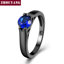 ZHOUYANG кольцо для женщин и мужчин простое круглое кольцо с синим фианитом черного и золотого цвета Коктейльная вечерние бижутерия ZYR621 2024 - купить недорого