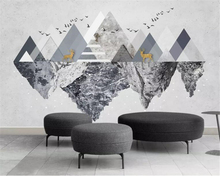 beibehang Custom large 3d wallpaper modern minimalistic abstract geometric triangle elk bird TV background wall 3d wallpaper 2024 - buy cheap