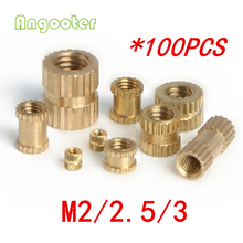 100pcs M2 M2.5 M3 Through thread brass insert nut/Brass insert nut/knurled thumb nut/knurled nuts for injection moulding/ 2024 - buy cheap
