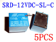 Горячая 5 шт./лот SRD-12VDC-SL-C высокое качество 5 контакт. реле 12 В постоянного тока катушки реле тип печатной платы в наличии новый оригинальный T73 2024 - купить недорого