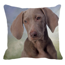 XUNYU-funda de cojín cómoda de lino para sala de estar, funda de cojín de 45cm x 45m con diseño de perro, Animal, Weimaraner, YH021 2024 - compra barato