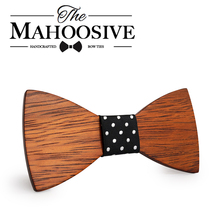 Mahoosive Gravata-pajarita de madera a cuadros para hombre, corbata de diseño de mariposa para boda, novio 2024 - compra barato