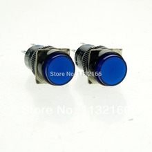 Interruptor de botón momentáneo, pulsador de contacto de 6 pines, 16mm, Color azul, DPDT 2NO 2NC, 5A 250VAC 2024 - compra barato