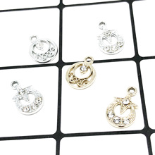20PCS New Arrival Silver Gold Color Round Charm Pendant With Rhinestone Charm Pendants For Bracelet DIY Jewelry 2024 - buy cheap