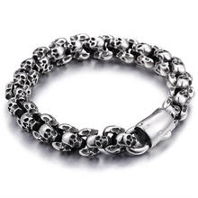Punk Skull Bracelet for Men Stainless Steel Chain Link Bracelets Male of Metal Gothic Jewelry 2024 - buy cheap
