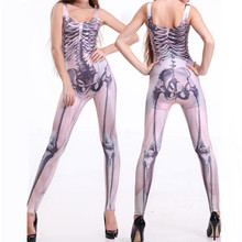High Quality Sexy Halloween Costume Women Rompers 3D Womens Jumpsuit Fashion Tight Skeleton Bodysuits 2024 - buy cheap