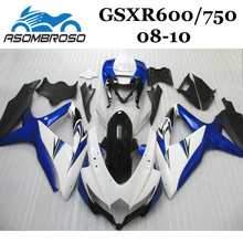 Kit de carenado de alta calidad para Suzuki, juego de carenados para Suzuki 2010, 2009, 2008, GSXR600, K8, GSX R750, GSX R600, 08, 09, 10, blanco, azul 2024 - compra barato