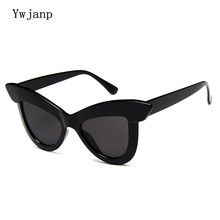 Ywjanp женские солнцезащитные очки, кошачий глаз, винтаж, ретро стиль, UV400, черный 2024 - купить недорого