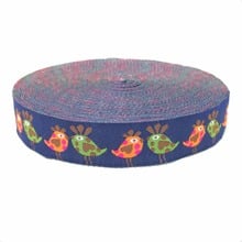 NEW wholesale 5/8'' 16mm 10yards/sets 100% Polyester Woven Jacquard Ribbon Navy blue/color bird lace KTZD15102224 2024 - buy cheap