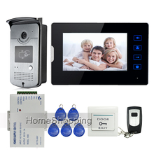 Квартира 7 "Цвет Сенсорный экран телефон видео домофон + 1 RFID дверца Камера + 1 Мониторы + Питание бесплатная доставка 2024 - купить недорого