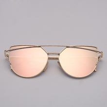 Óculos de sol gatinho vintage, óculos escuros para mulheres armação de metal espelhada rosa lentes planas reflexivas uv400 2024 - compre barato