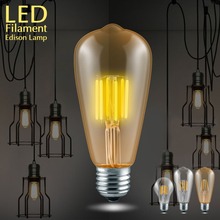 Vintage Bulbs Edison Filament Bulb ST64 COB Led Lamp E27 4W 6W 8W 220V Dimmable A60 Led Lights Replace 60W 80W 100W Incandescent 2024 - buy cheap