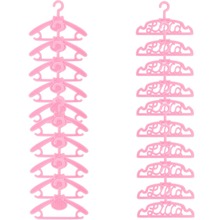 Cabide para boneca barbie com 20 espaços, cabide de roupas de guarda-roupa com laço fofo mini misto de plástico rosa acessórios para casa de bonecas brinquedo 2024 - compre barato