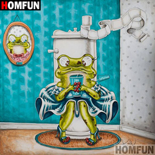 Homfun pintura completa de diamantes quadrados/redondos, "sapo sanitário", 3d, bordado, ponto cruz, presente, decoração de casa a00614 2024 - compre barato