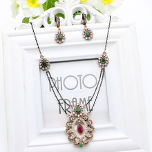 Conjuntos de joias vintage femininas com flores, colar longo de resina e brincos antigos, cor dourada de pavão da índia, conjuntos de joias de noiva 2024 - compre barato