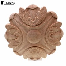 RUNBAZEF Round Onlay Applique Wooden Wood Carving Decal Furniture Wall Corner Decor Cabinets Mirrors Home Decoration Accessories 2024 - buy cheap