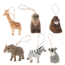 Hand Carved Wooden Hanging Animal Statue Figurines Sculpture Wooden Hanging Christmas Ornament Home Garden Rustic Decorations 2024 - buy cheap