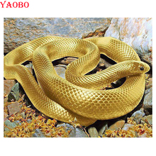 Nueva pintura de diamante bordado animal diamante serpiente dorada 5d diy cuadrado completo mosaico redondo de diamantes Cruz decoración de punto para pared 2024 - compra barato