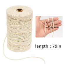 Cordón de algodón de macramé para colgar en la pared, hilo de atrapasueños, artesanía de cuerda para decoración hecha a mano, 3mm x 200m 2024 - compra barato