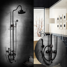 Bath and Shower Mixers Rainfall Shower Faucet Set Wall Mounted with Hand Shower Copper Black Oil Finish Bathroom Rain Shower Tap 2024 - buy cheap