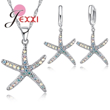 Trendy Lovely Starfish 925 Sterling Silver Jewelry Sets Free Shipping Wedding Best Selling Party Necklace And Earrings 2024 - buy cheap