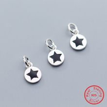 UQBing Vintage 8mm Round Black Enamel Star Charms Fits For Women Fashion 925 Sterling Silver Jewelry Findings 2024 - buy cheap