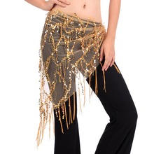 Women Mesh Triangular Hand Make Beads Sequin Tassles Belly Dance Wrap Hip Scarf 2024 - buy cheap